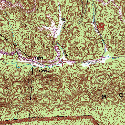 Topographic Map of Moore Branch, KY