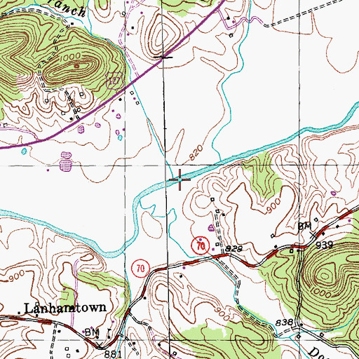 Topographic Map of Moore Branch, KY