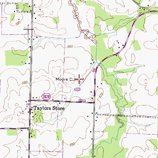 Topographic Map of Moore Cemetery, KY