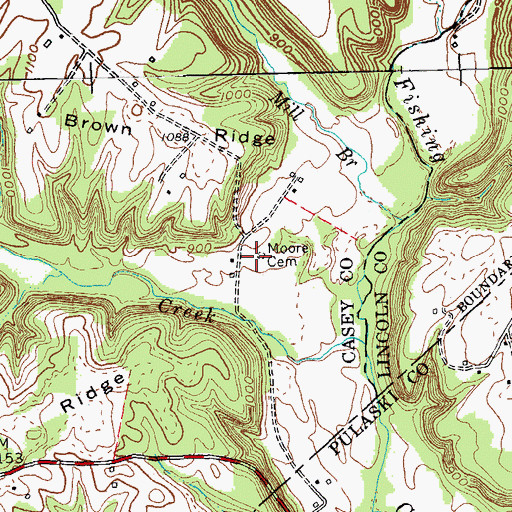 Topographic Map of Moore Cemetery, KY