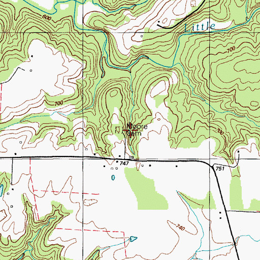 Topographic Map of Moore Cemetery, KY