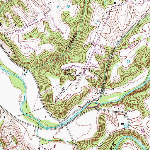 Topographic Map of Moore Cemetery, KY