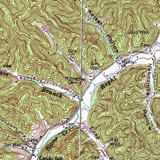 Topographic Map of Moore Cemetery, KY