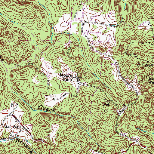 Topographic Map of Moore Cemetery, KY