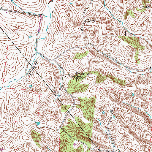 Topographic Map of Moore Cemetery, KY