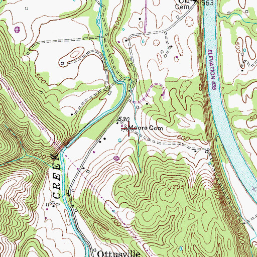 Topographic Map of Moore Cemetery, KY