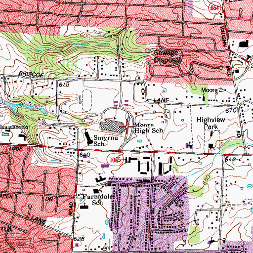 Topographic Map of Moore High School, KY