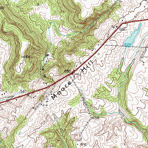 Topographic Map of Moore Hill, KY
