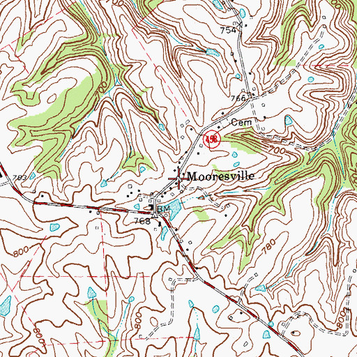 Topographic Map of Mooresville, KY