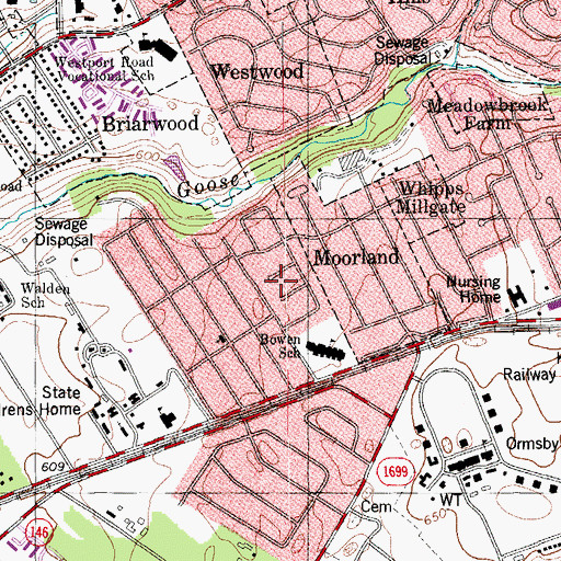 Topographic Map of Moorland, KY