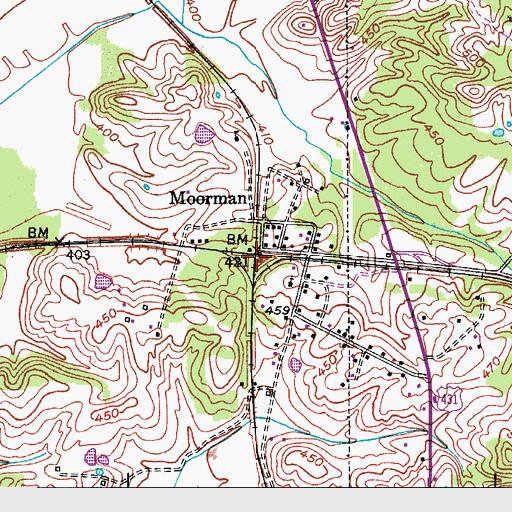 Topographic Map of Moorman, KY