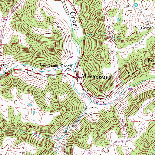 Topographic Map of Moranburg, KY