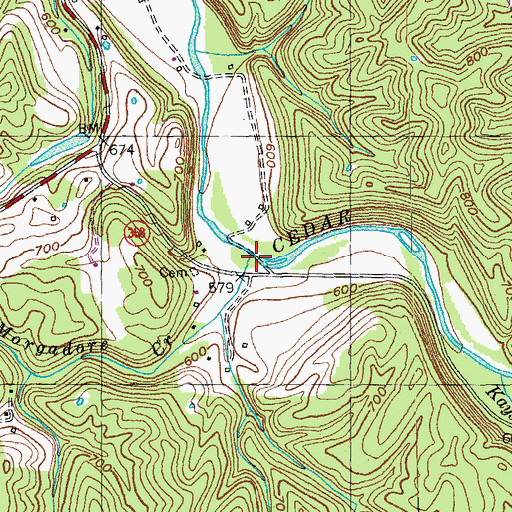 Topographic Map of Morgadore Creek, KY