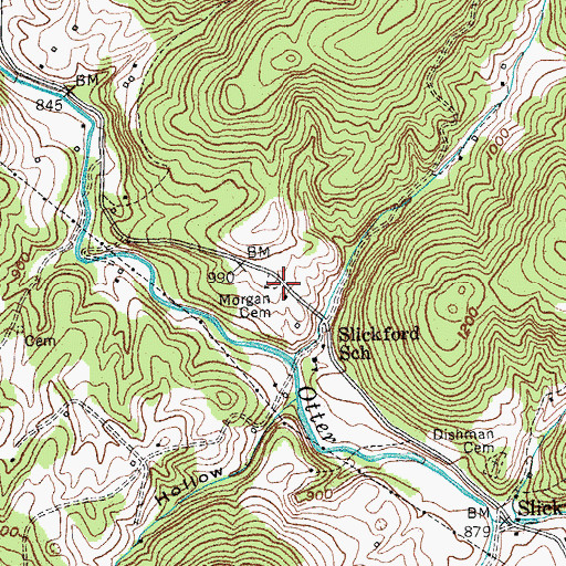Topographic Map of Morgan Cemetery, KY