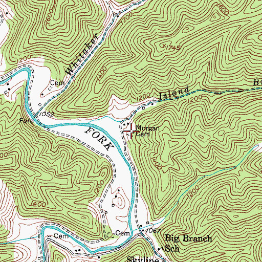 Topographic Map of Morgan Cemetery, KY