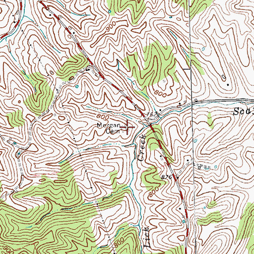 Topographic Map of Morgan Cemetery, KY