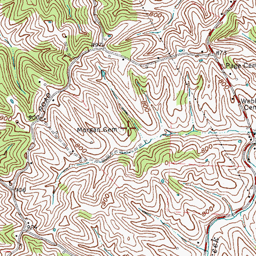 Topographic Map of Morgan Cemetery, KY