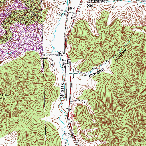 Topographic Map of Morgan Hollow, KY