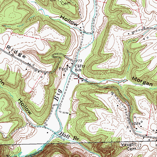 Topographic Map of Morgan Hollow, KY