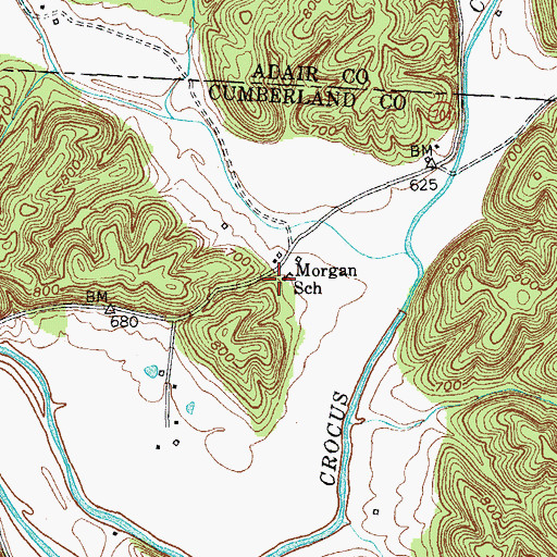 Topographic Map of Morgan School, KY
