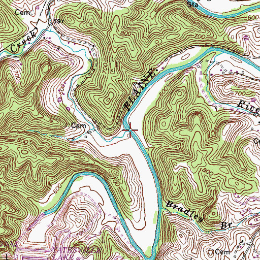 Topographic Map of Morgans Creek, KY