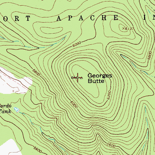 Topographic Map of Georges Butte, AZ