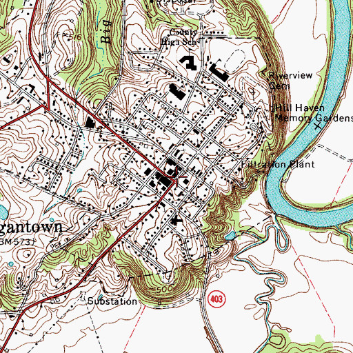 Topographic Map of Morgantown, KY