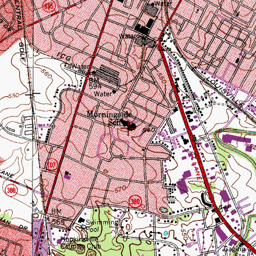 Topographic Map of Moringside School, KY