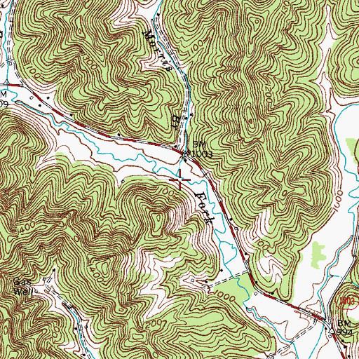 Topographic Map of Morris Branch, KY