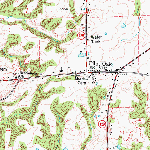 Topographic Map of Morris Cemetery, KY