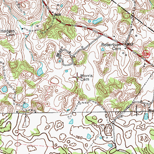 Topographic Map of Morris Cemetery, KY