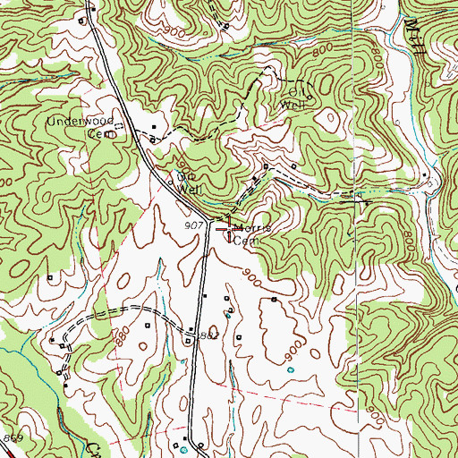 Topographic Map of Morris Cemetery, KY