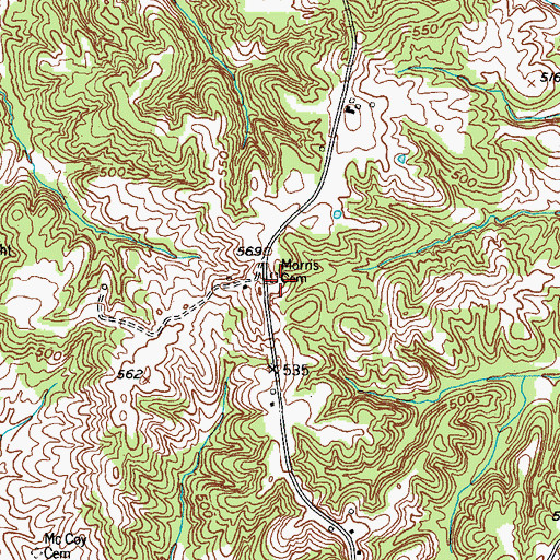 Topographic Map of Morris Cemetery, KY