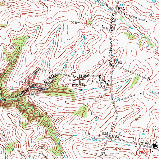 Topographic Map of Morris Cemetery, KY
