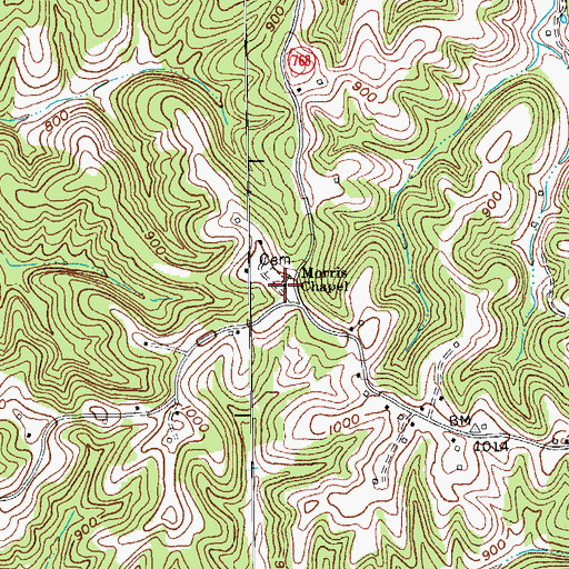 Topographic Map of Morris Chapel, KY