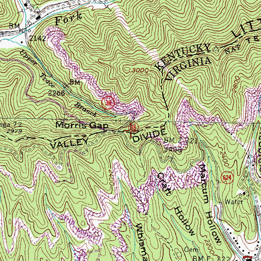 Topographic Map of Morris Gap, KY