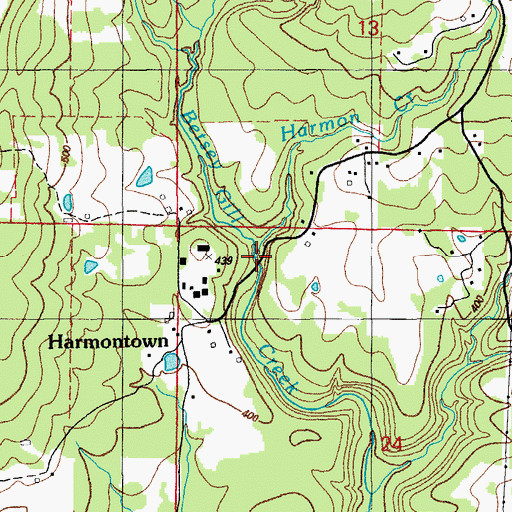 Topographic Map of Harmon Creek, AR