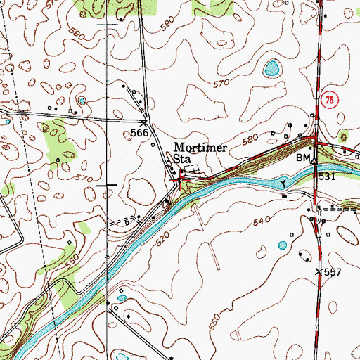 Topographic Map of Mortimer Station, KY