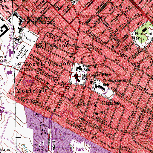Topographic Map of Morton Middle School, KY