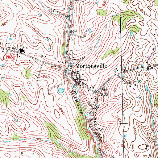 Topographic Map of Mortonsville, KY
