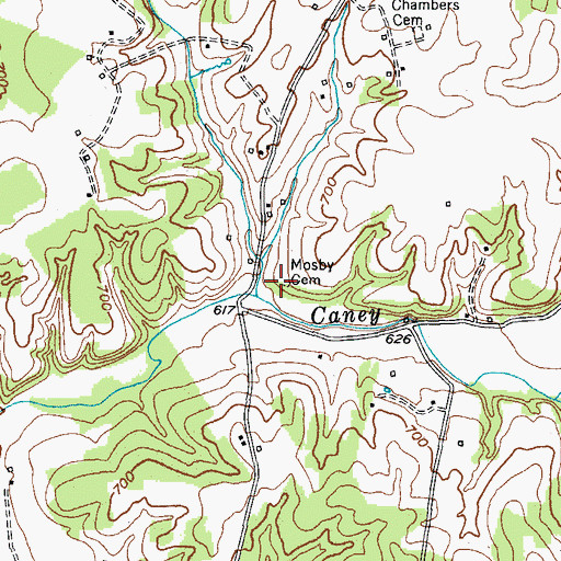 Topographic Map of Mosby Cemetery, KY