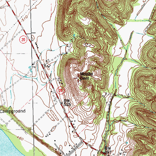 Topographic Map of Mosby Cemetery, KY