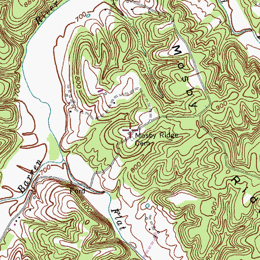 Topographic Map of Mosby Ridge Cemetery, KY