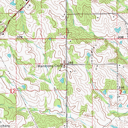 Topographic Map of Harmony Cemetery, AR