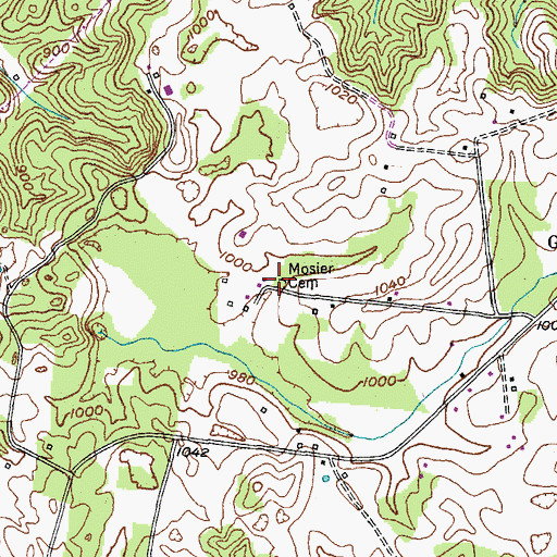 Topographic Map of Mosier Cemetery, KY