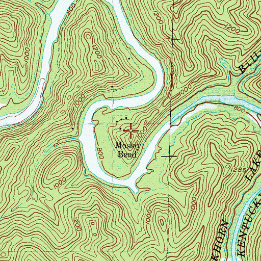 Topographic Map of Mosley Bend, KY