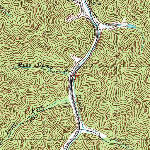 Topographic Map of Moss Camp Branch, KY