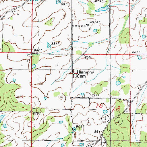 Topographic Map of Harmony Cemetery, AR
