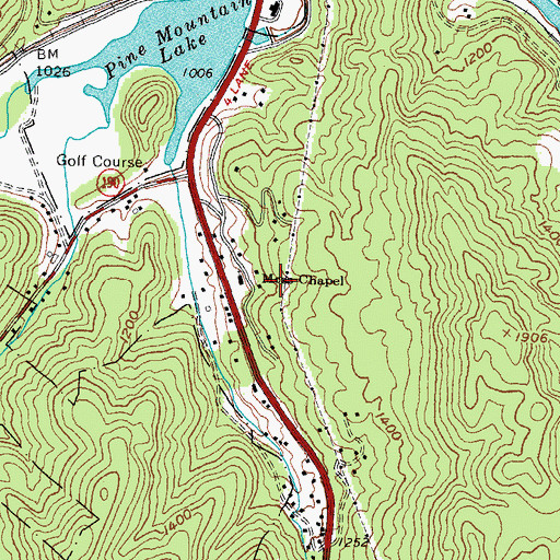 Topographic Map of Moss Chapel, KY