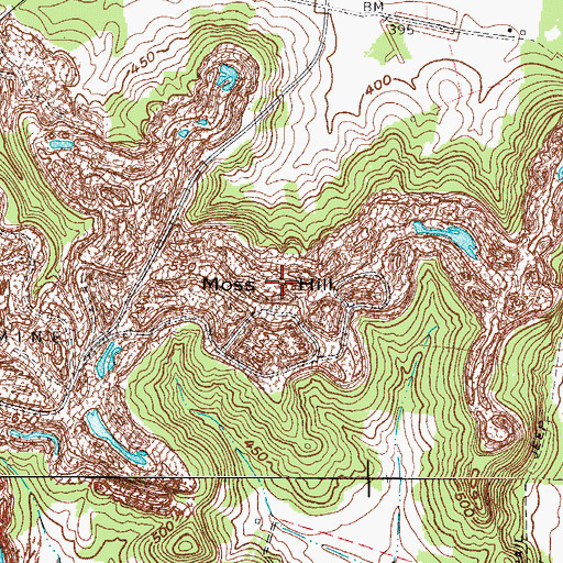 Topographic Map of Moss Hill, KY